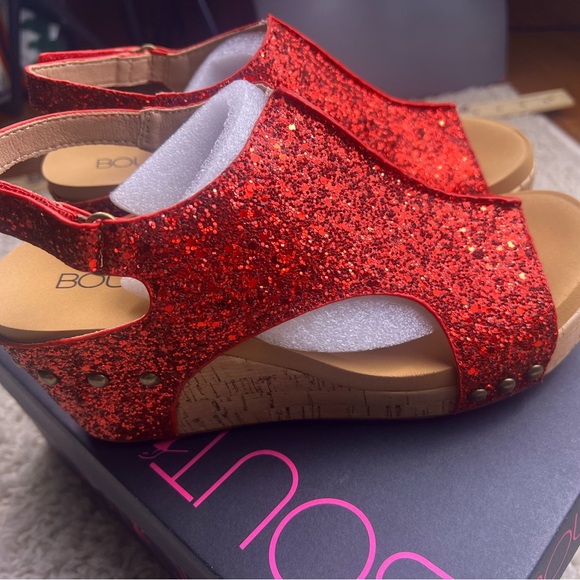 WOMENS CORKYS RED GLITTER WEDGES NIB SIZE 7 - Picture 8 of 13